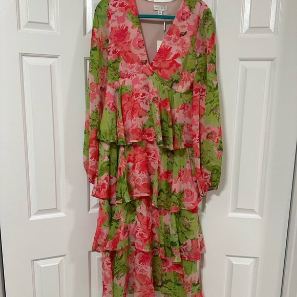 Floral Maxi Dress in Pink and Green - Picture 1 of 3